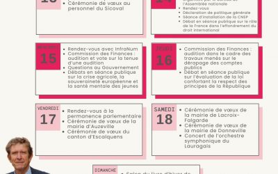 Agenda du 13 au 19 janvier 2025