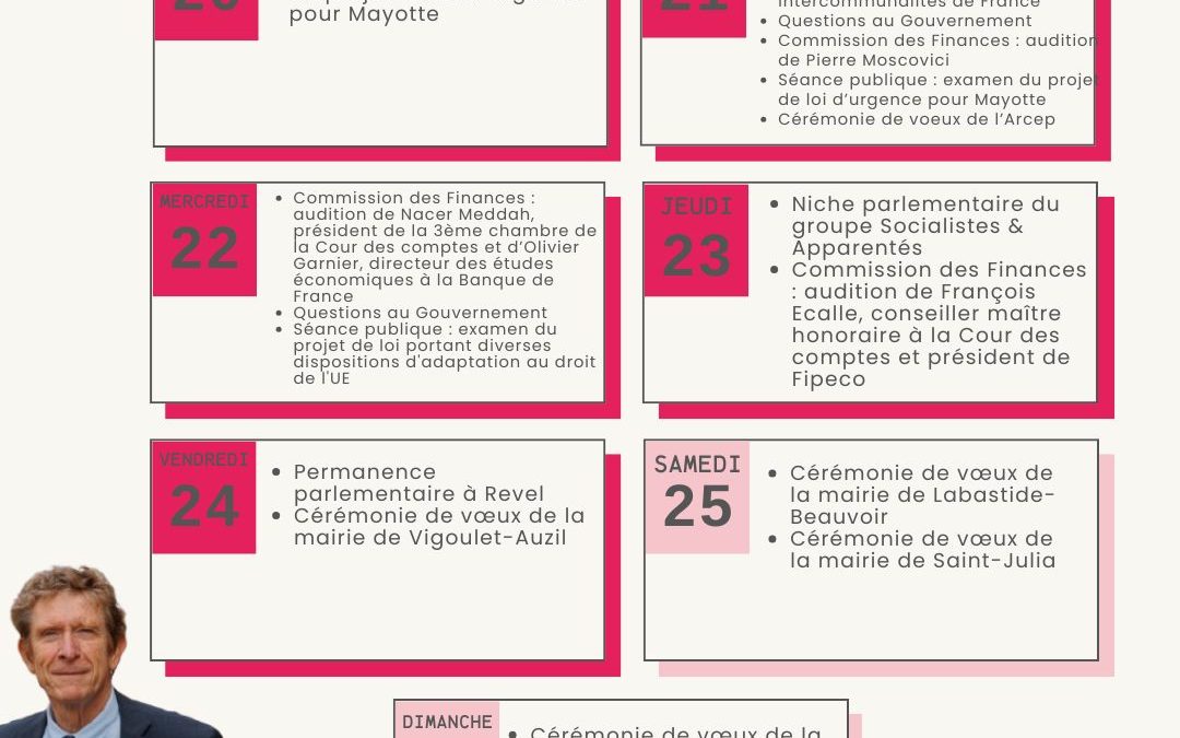 Agenda du 20 au 26 janvier 2025