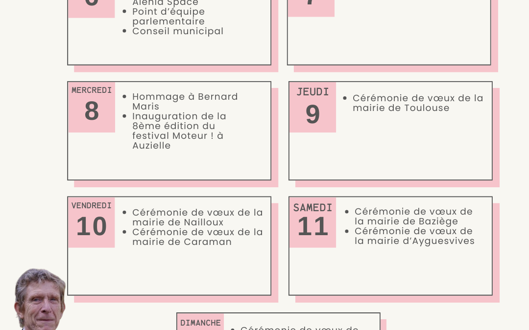 Agenda du 6 au 12 janvier 2025
