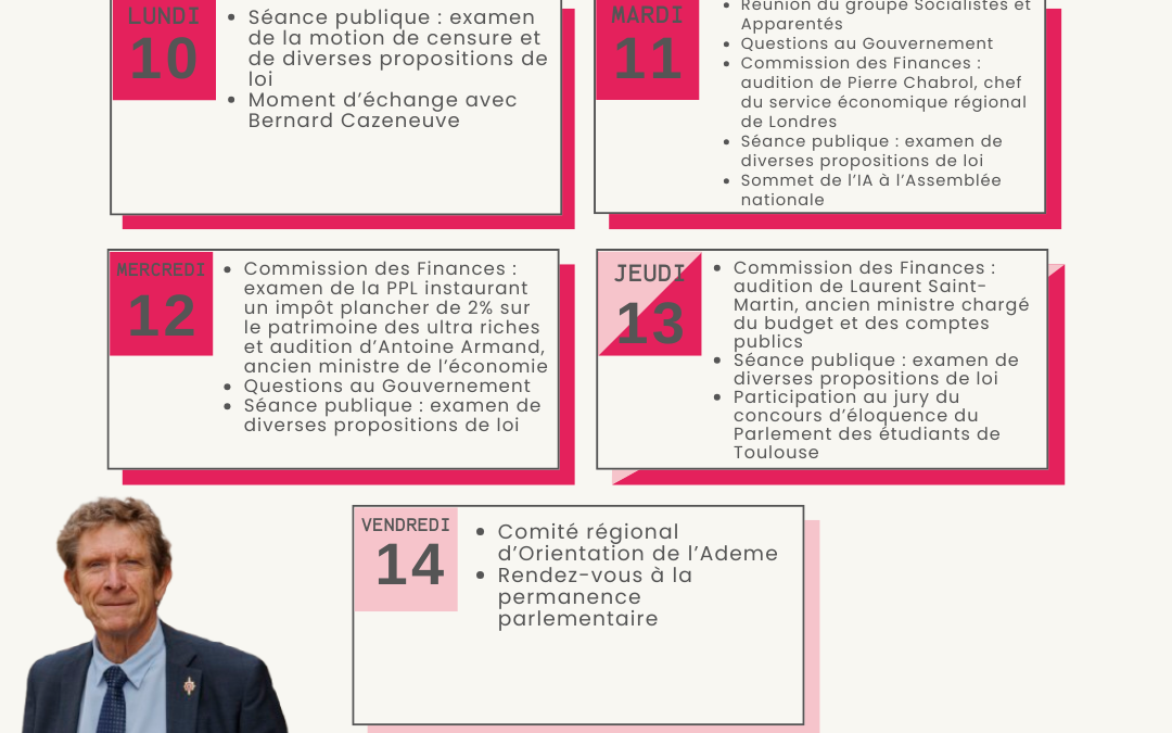 Agenda du 10 au 16 février 2025