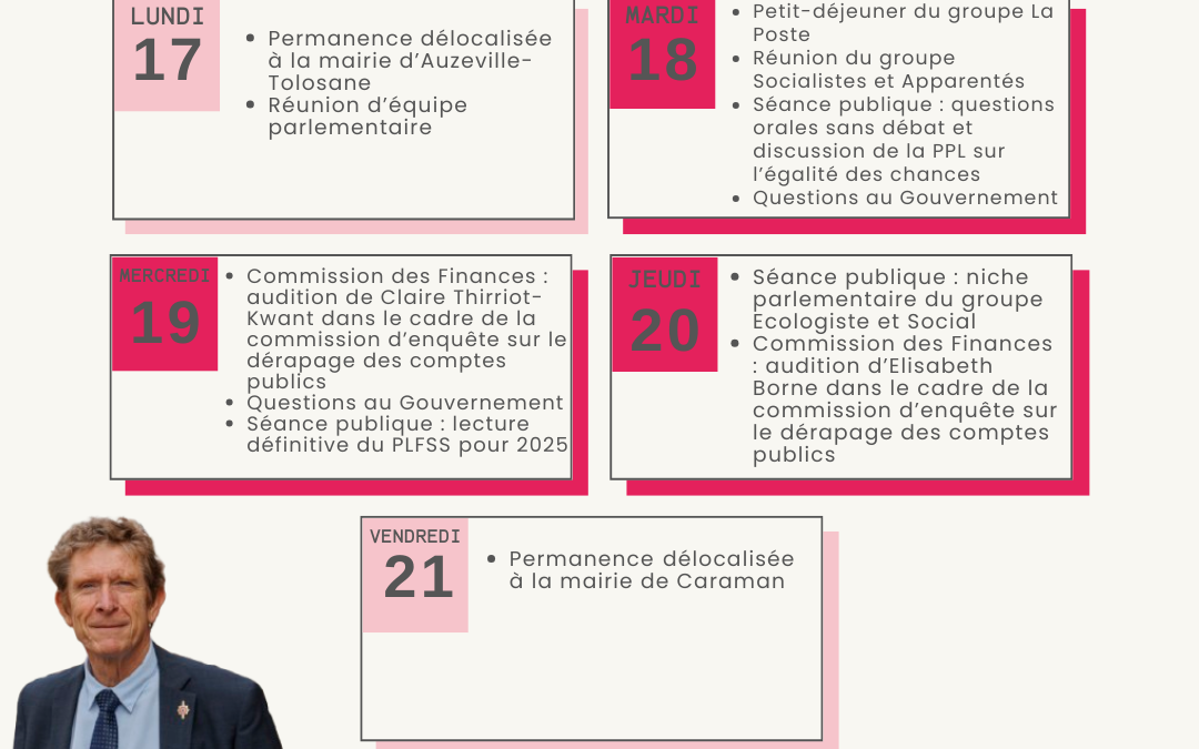 Agenda du 17 au 23 février 2025