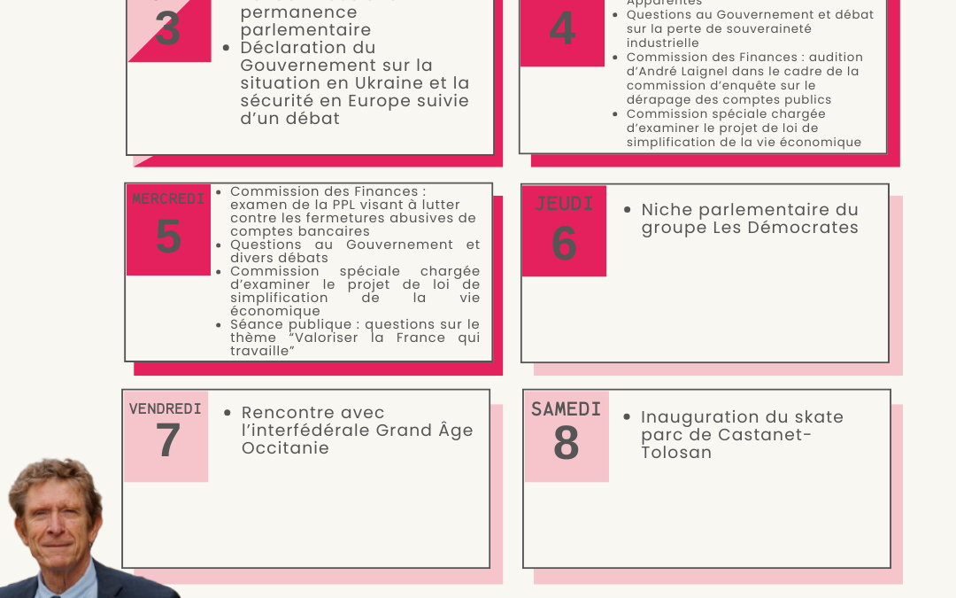 Agenda du 10 au 16 mars 2025