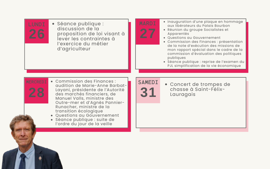 Agenda du 26 mai au 1er juin 2025