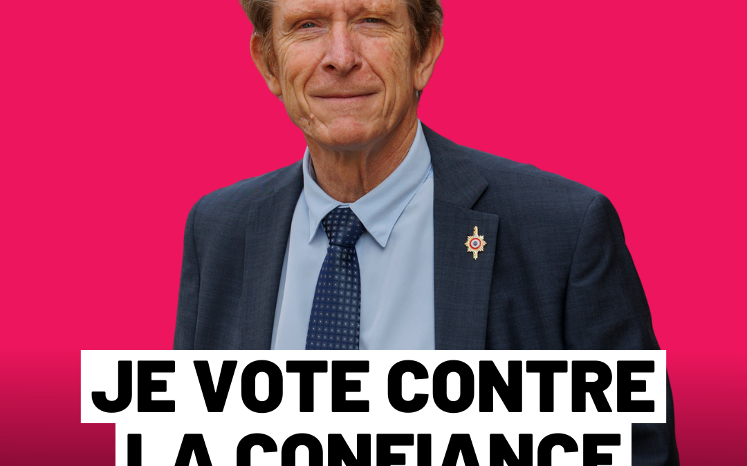 Je vote contre la confiance au gouvernement Bayrou
