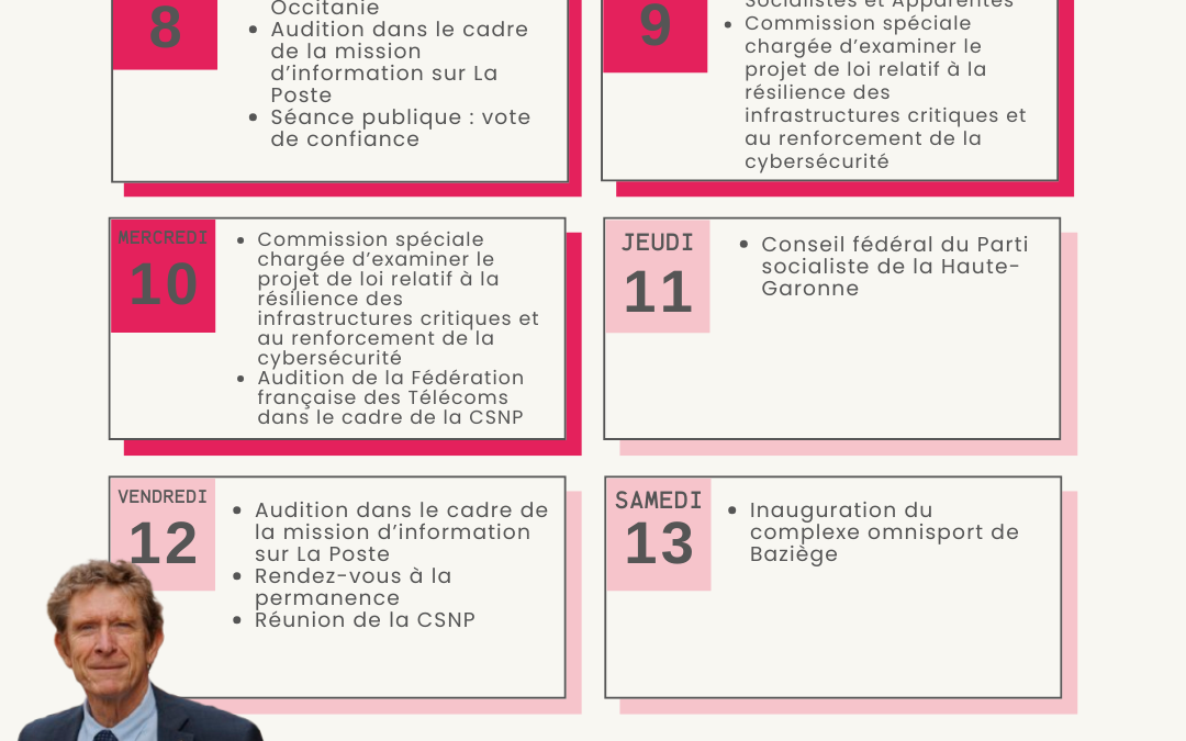 Agenda du 8 au 14 septembre 2025