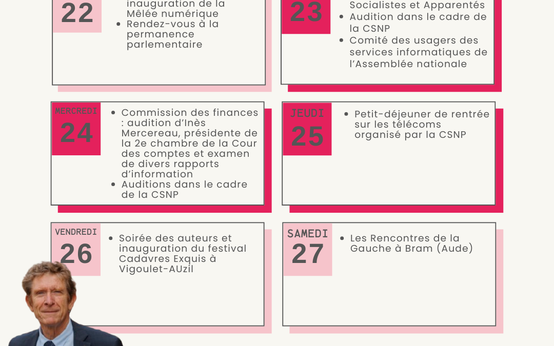 Agenda du 22 au 28 septembre 2025