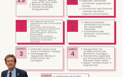 Agenda du 29 septembre au 5 octobre 2025