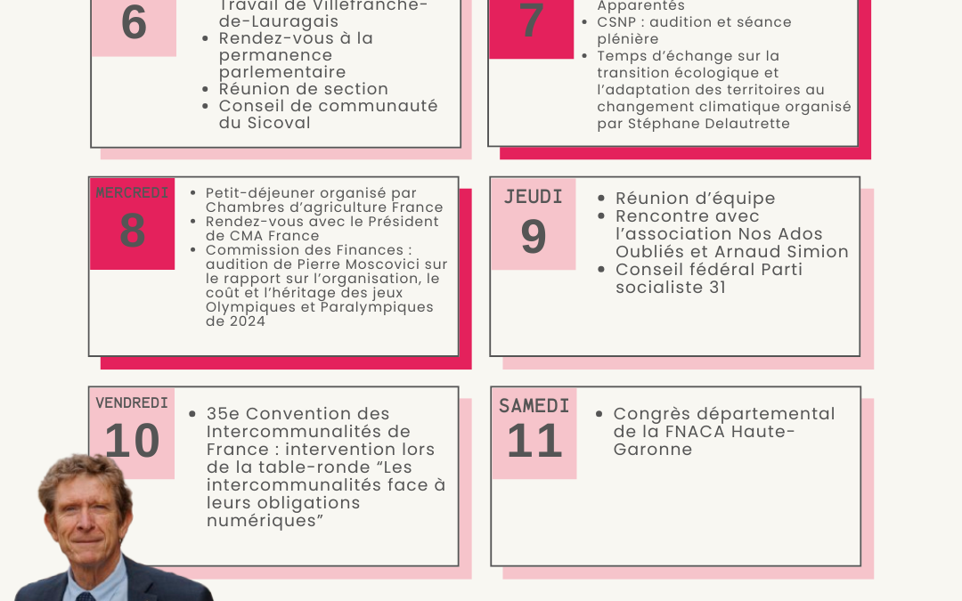 Agenda du 6 au 12 octobre 2025