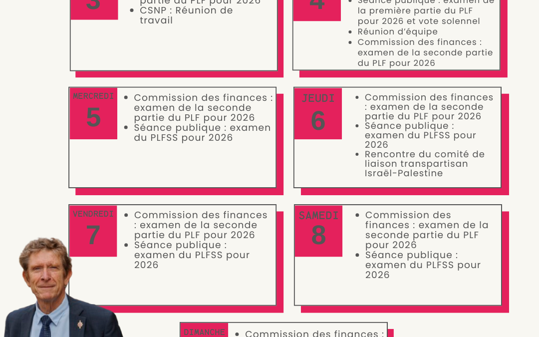 Agenda du 3 au 9 novembre 2025