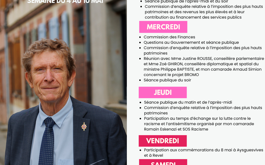 Agenda du 4 au 10 mai
