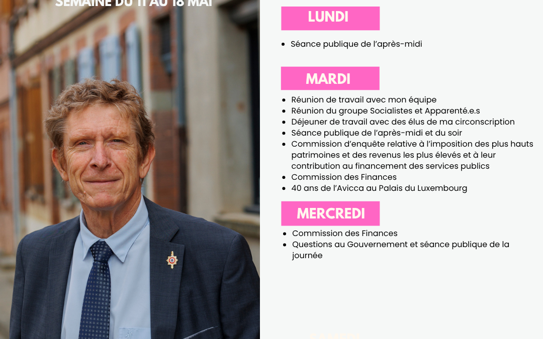 Agenda du 11 au 18 mai